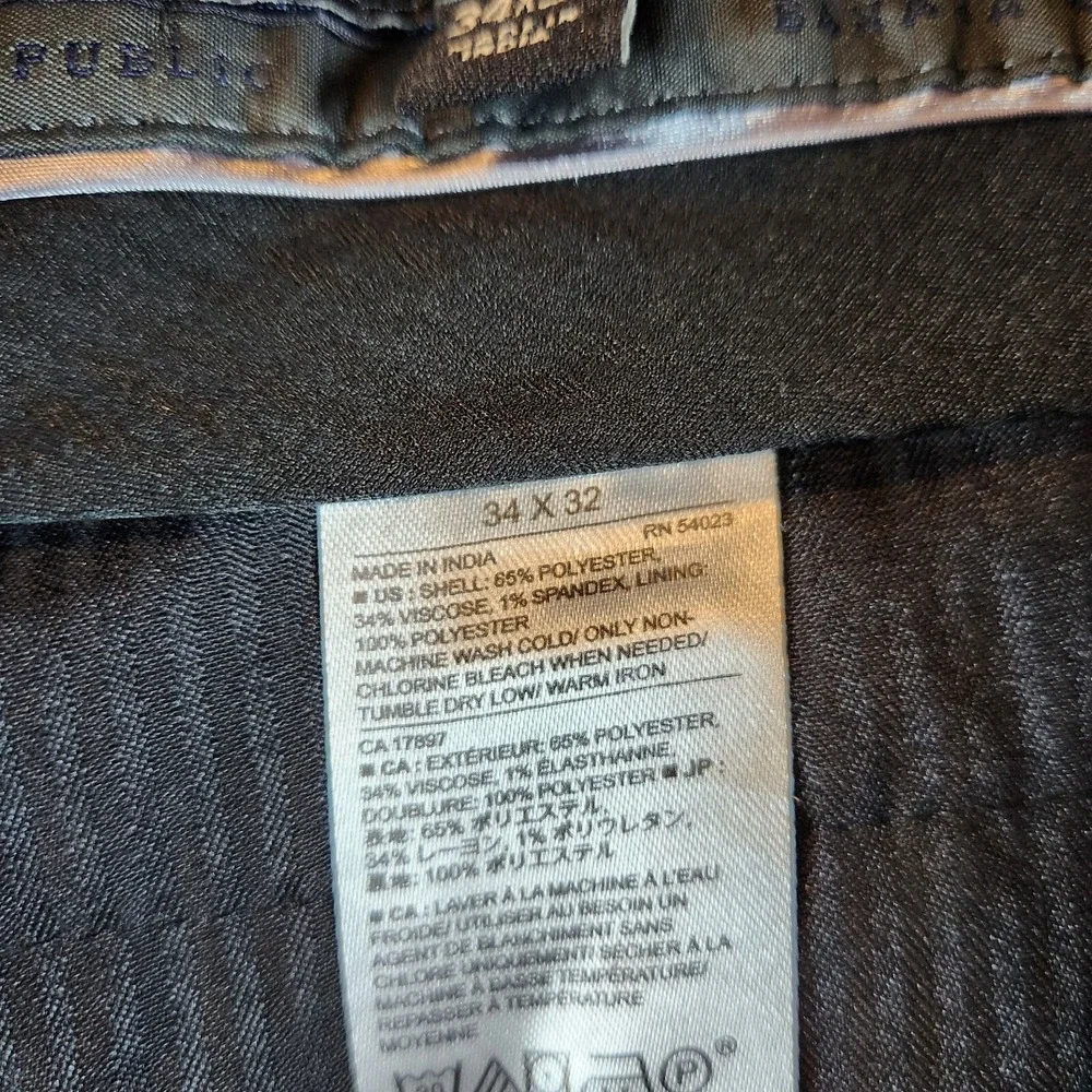 Banana Republic Dress Pants Men's 34x32 Gray Standard Fit Stretch Straight Leg